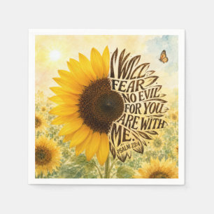 Psalm 23:4 Yellow Sunflower  Napkin