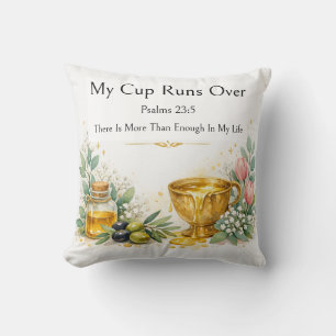 Psalm 23:5 Bible Verse, Inspirational Scripture Cushion