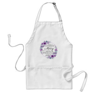 Psalm 23:6 Inspirational Bible Verse Purple Floral Standard Apron