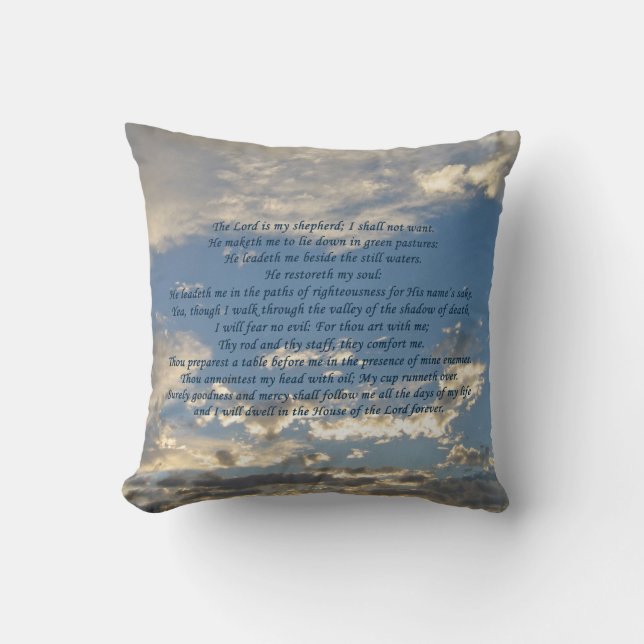 Psalm 23 Beautiful Bible Verse Christian Blue Cushion (Front)