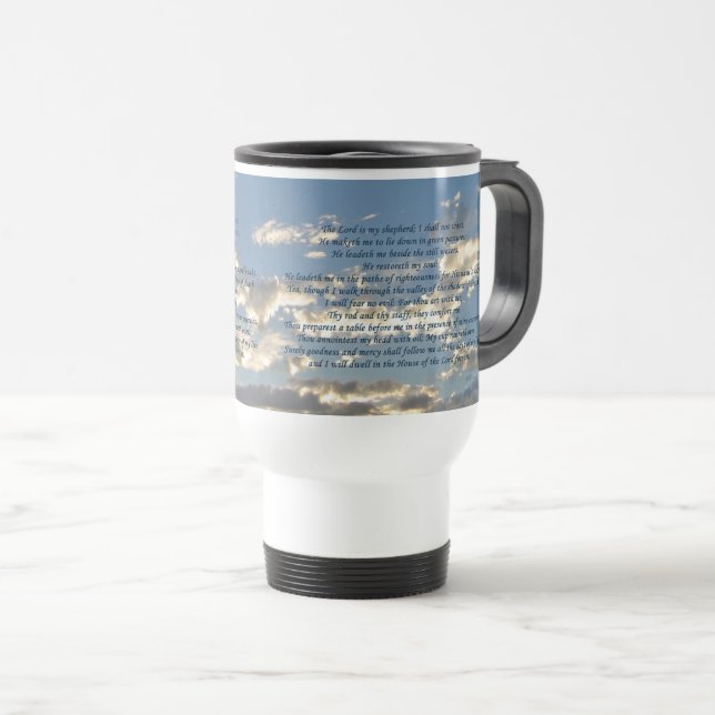 Psalm 23 Beautiful Bible Verse Christian Gift Travel Mug (Front Right)