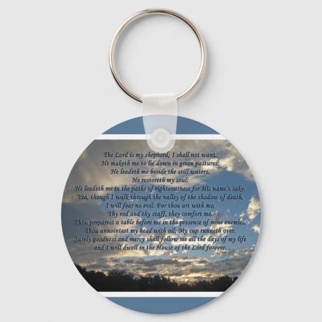 Psalm 23 Beautiful Bible Verse Christian Key Ring (Front)