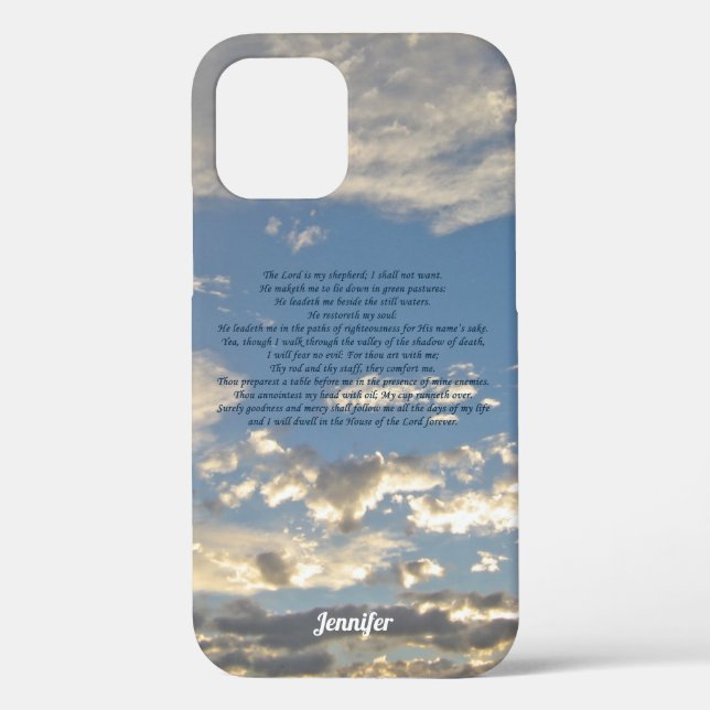 Psalm 23 Beautiful Bible Verse Christian Monogram Case-Mate iPhone Case (Back)