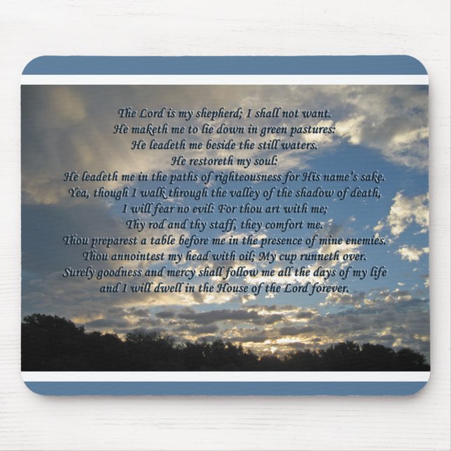 Psalm 23 Beautiful Bible Verse Christian Mouse Mat (Front)