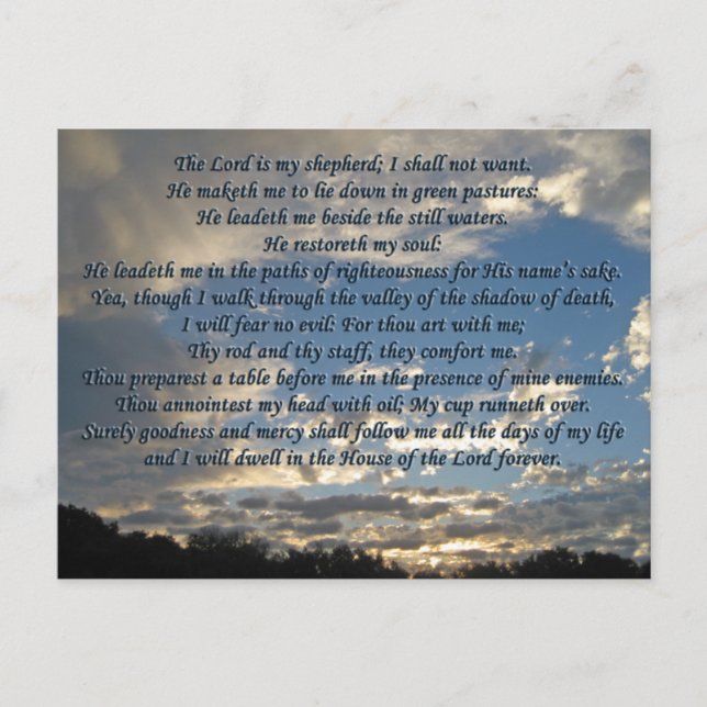 Psalm 23 Beautiful Bible Verse Christian Postcard (Front)