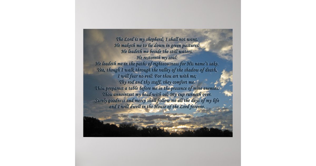 Psalm 23 Beautiful Bible Verse Christian Poster Zazzle.co.uk