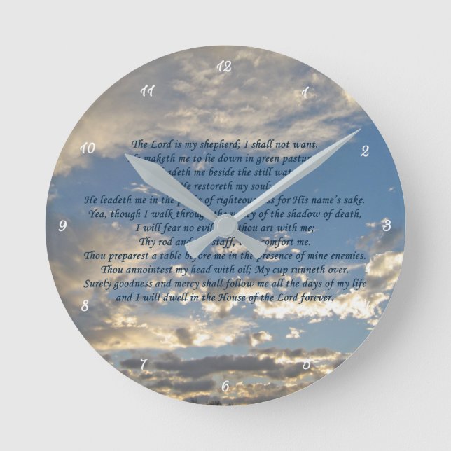 Psalm 23 Beautiful Bible Verse Christian Round Clock (Front)