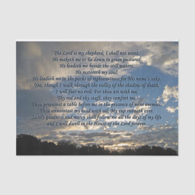 Psalm 23 Beautiful Bible Verse Christian Tissue Paper (Front)