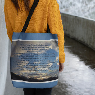 Psalm 23 Beautiful Bible Verse Christian Tote Bag