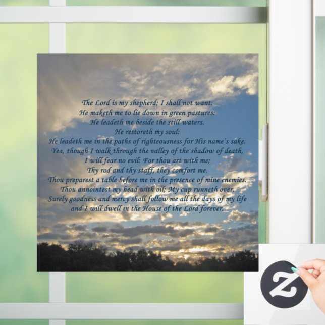 Psalm 23 Beautiful Bible Verse Christian Window Cling (Home)