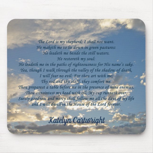 Psalm 23 Beautiful Bible Verse Custom Christian Mouse Mat (Front)