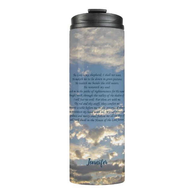 Psalm 23 Beautiful Christian Bible Verse Custom Thermal Tumbler (Front)
