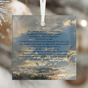 Psalm 23 Beautiful Christian Custom Christmas Glass Tree Decoration