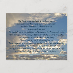 Psalm 23 Beautiful Christian Sky Photo Bible Verse Postcard