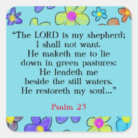 Psalm 23 Bible Prayer Flower Blue