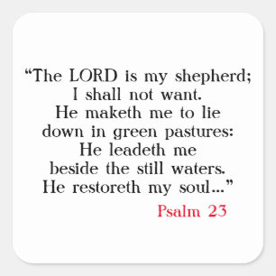 Psalm 23 Bible Prayer  Square Sticker