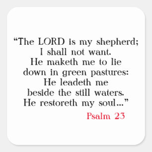 Psalm 23 Bible Prayer  Square Sticker
