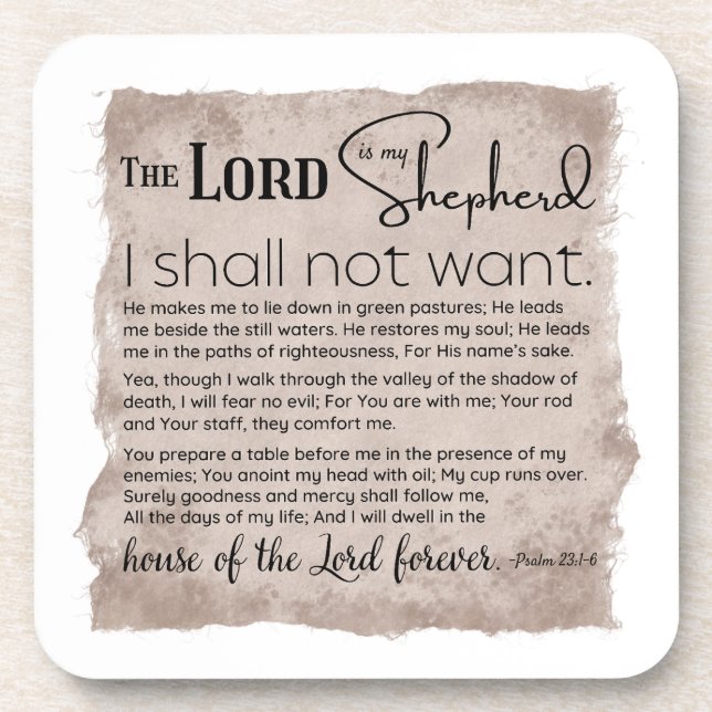 Psalm 23 Bible Scripture Vintage Paper Coaster (Front)
