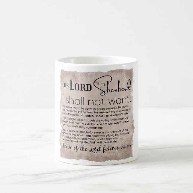 Psalm 23 Bible Scripture Vintage Paper Coffee Mug (Center)