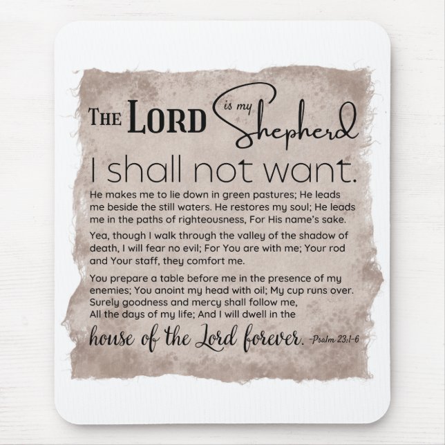 Psalm 23 Bible Scripture Vintage Paper Mouse Mat (Front)