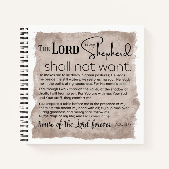 Psalm 23 Bible Scripture Vintage Paper Notebook (Front)