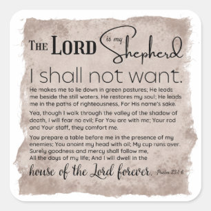 Psalm 23 Bible Scripture Vintage Paper Square Sticker