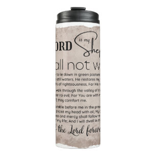 Psalm 23 Bible Scripture Vintage Paper Thermal Tumbler