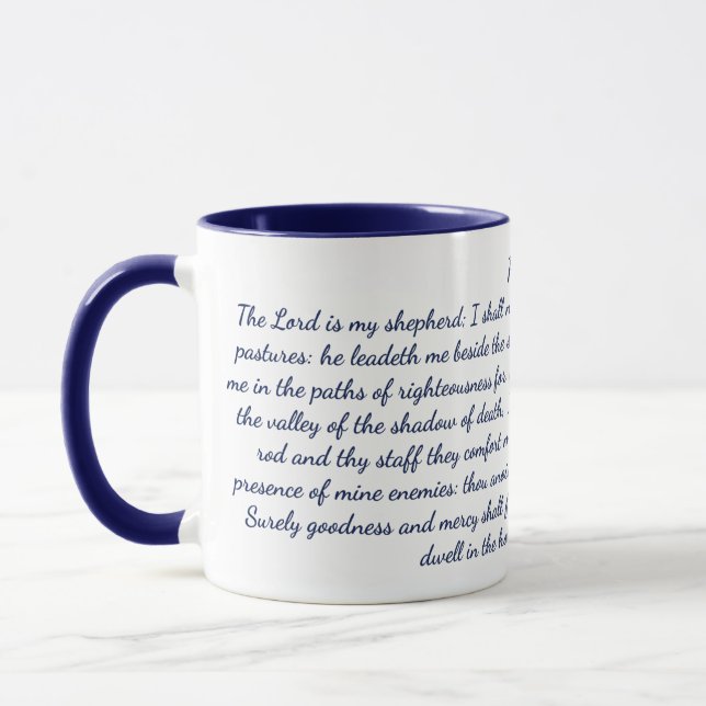 Psalm 23 Bible Verse Classic Mug, 11 oz Coffee Mug (Left)