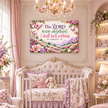 Psalm 23 Bible Verse Floral and Butterfly