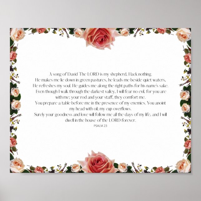 Psalm 23, Bible Verse, Scripture Decor, The LORD i Poster (Front)