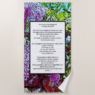 Psalm 23 biblical quote beach towel