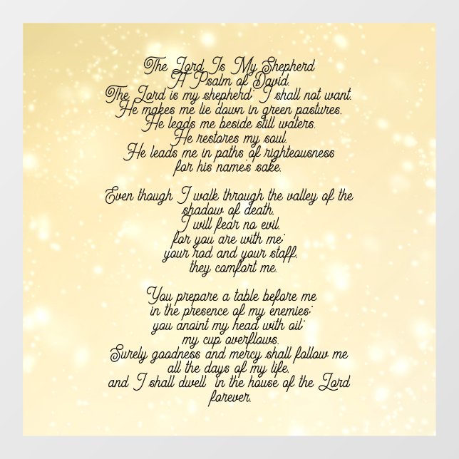 Psalm 23 biblical quotes window cling (Sheet)