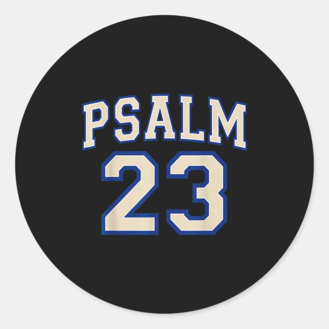 Psalm 23 Christian Faith Ivory And Blue Varisty Le Classic Round Sticker (Front)