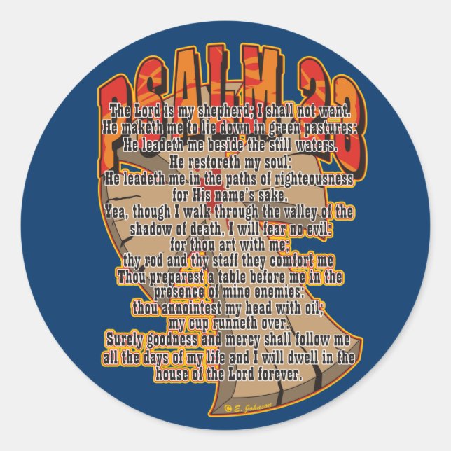 Psalm 23 classic round sticker (Front)