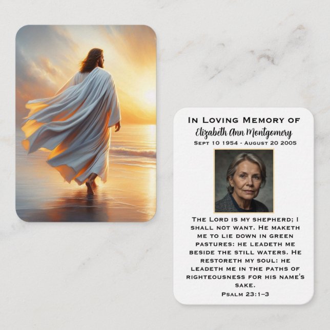 Psalm 23 Customizable Funeral Memorial Card (Front/Back)
