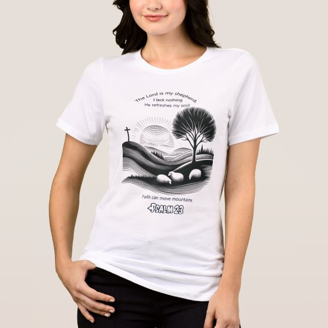 Psalm 23 Faithful Shepherd Artwork Tri-Blend Shirt (Front)