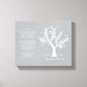 Psalm 23 Family Tree in Warm Grey Canvas Print