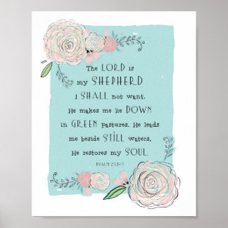 PSALM 23 FLORAL ART PRINT