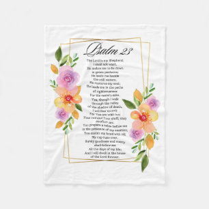 Psalm 23 Floral Geometric Frame Fleece Blanket