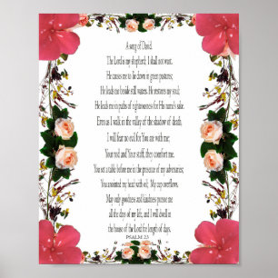 Psalm 23, Flower Frame, Value Poster Paper (Matte)