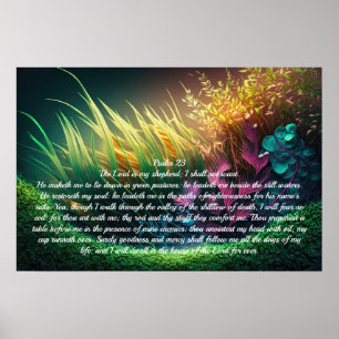 Psalm 23 Green Pastures Poster