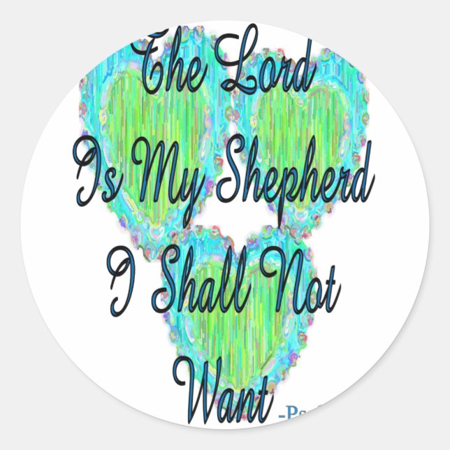 Psalm 23 hearts classic round sticker (Front)