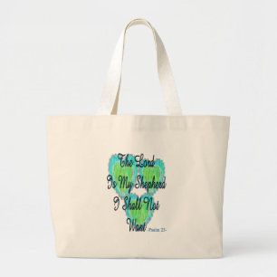 Psalm 23 hearts large tote bag
