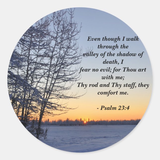 Psalm 23  - Inspirational Religious Poems Classic Round Sticker (Front)