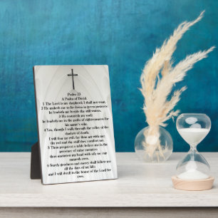 Psalm 23 KJV Bible Cross White Cathedral  Plaque