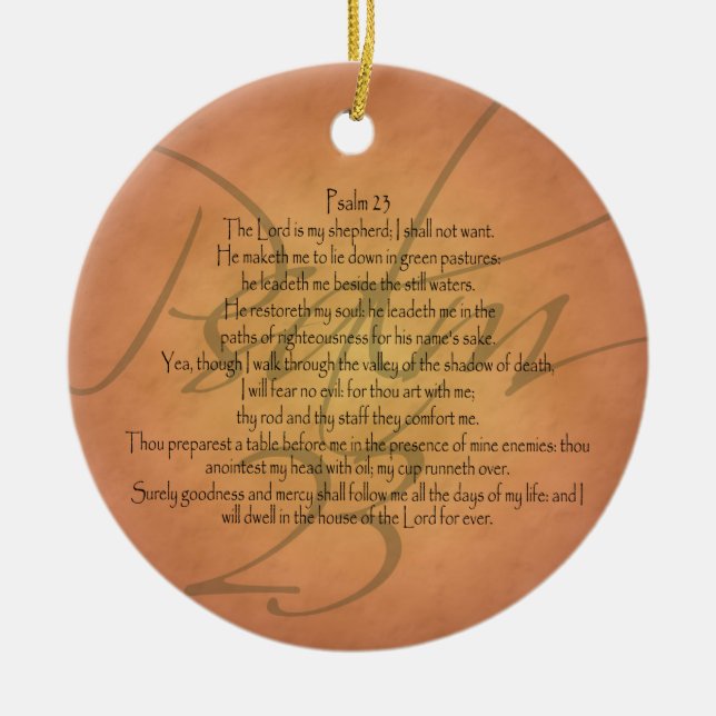 Psalm 23 KJV Christian Bible Verse Ceramic Tree Decoration (Front)