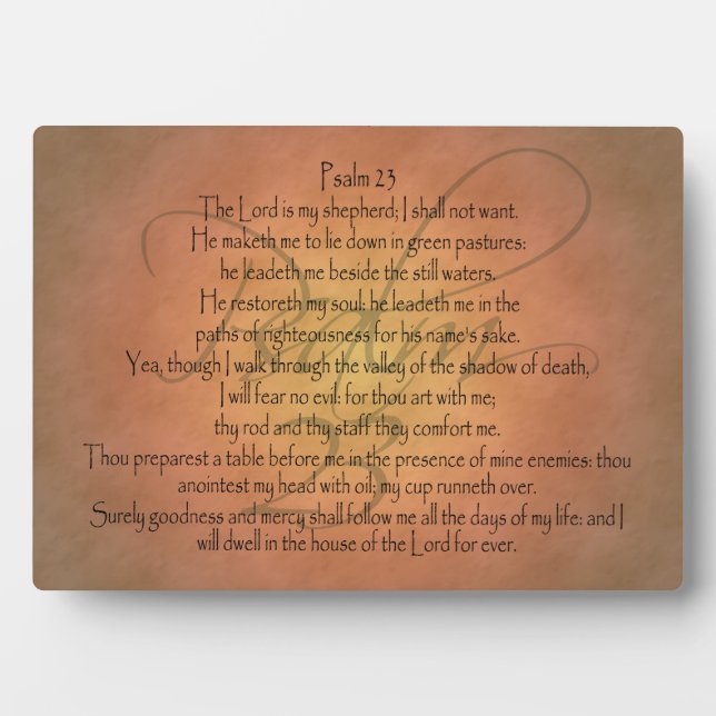 Psalm 23 KJV Christian Bible Verse Plaque (Front)