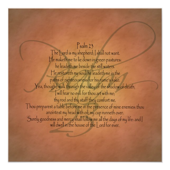 Psalm 23 KJV Christian Bible Verse Poster (Front)