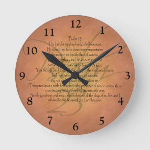 Psalm 23 KJV Christian Bible Verse Round Clock