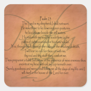 Psalm 23 KJV Christian Bible Verse Square Sticker